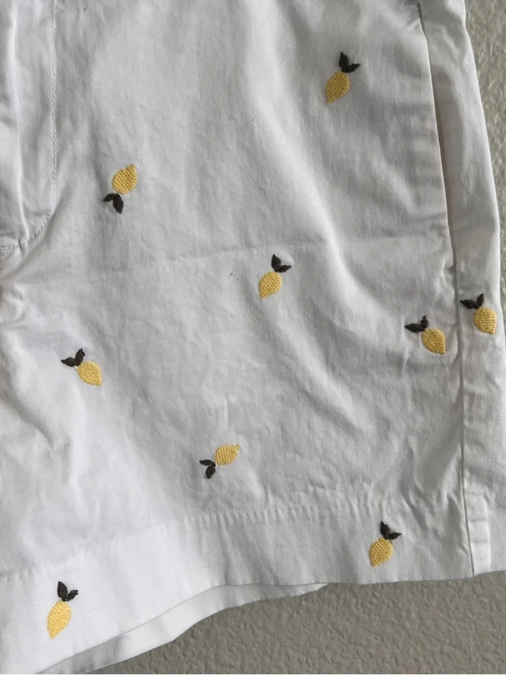 White Embroidered Lemon Women’s Shorts